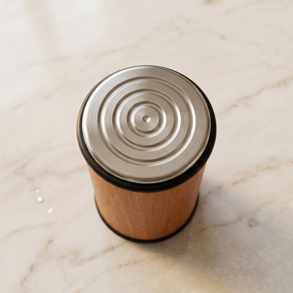 Close-up of the steel sharpening disc with spiral pattern